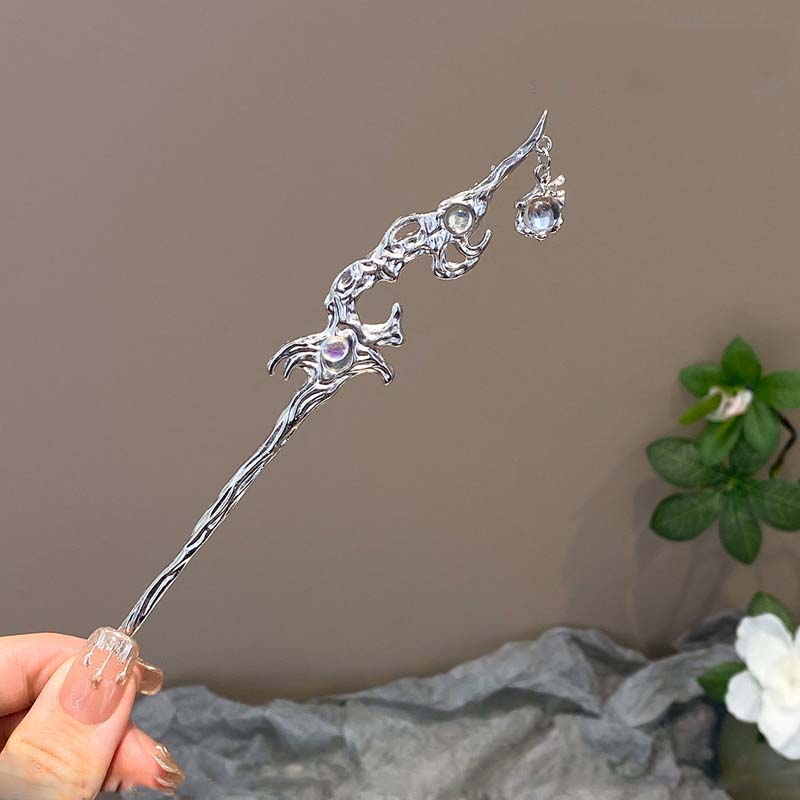 

Винтажные палочки для волос из лунного камня для женщин 2024 г., новые металлические заколки для волос с длинными цепочками в китайском стиле, головные уборы, аксессуары для волос A белый