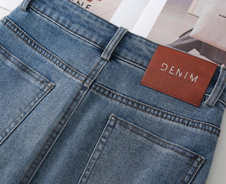 Women's High-Waisted A-Line Denim Midi Skirt with Retro Slit - Spring/Autumn 2026 Collection
