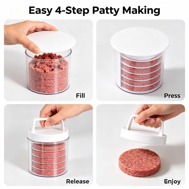 Nuovo Pressa per Hamburger Multi-Strato Con Contenitore Portaoggetti Stampo Antiaderente per Pressare Carne di Manzo Scatola per Hamburger da Barbecue Campeggio Congelabile