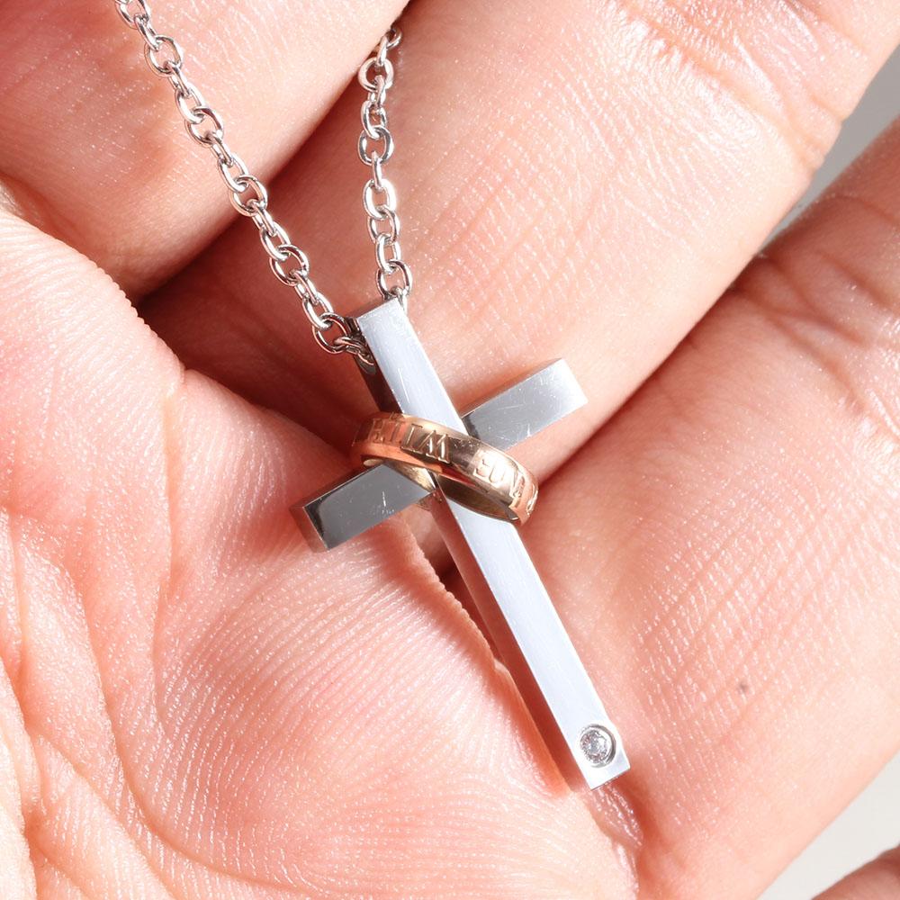 2025 Unique Creative Design Stainless Steel Cross Couple Necklace - Versatile and Fashionable