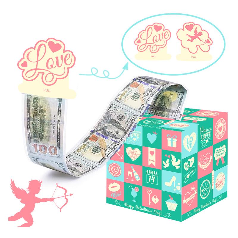 Valentine's Day Surprise Cash Gift Box with Pull-Out Red Envelope