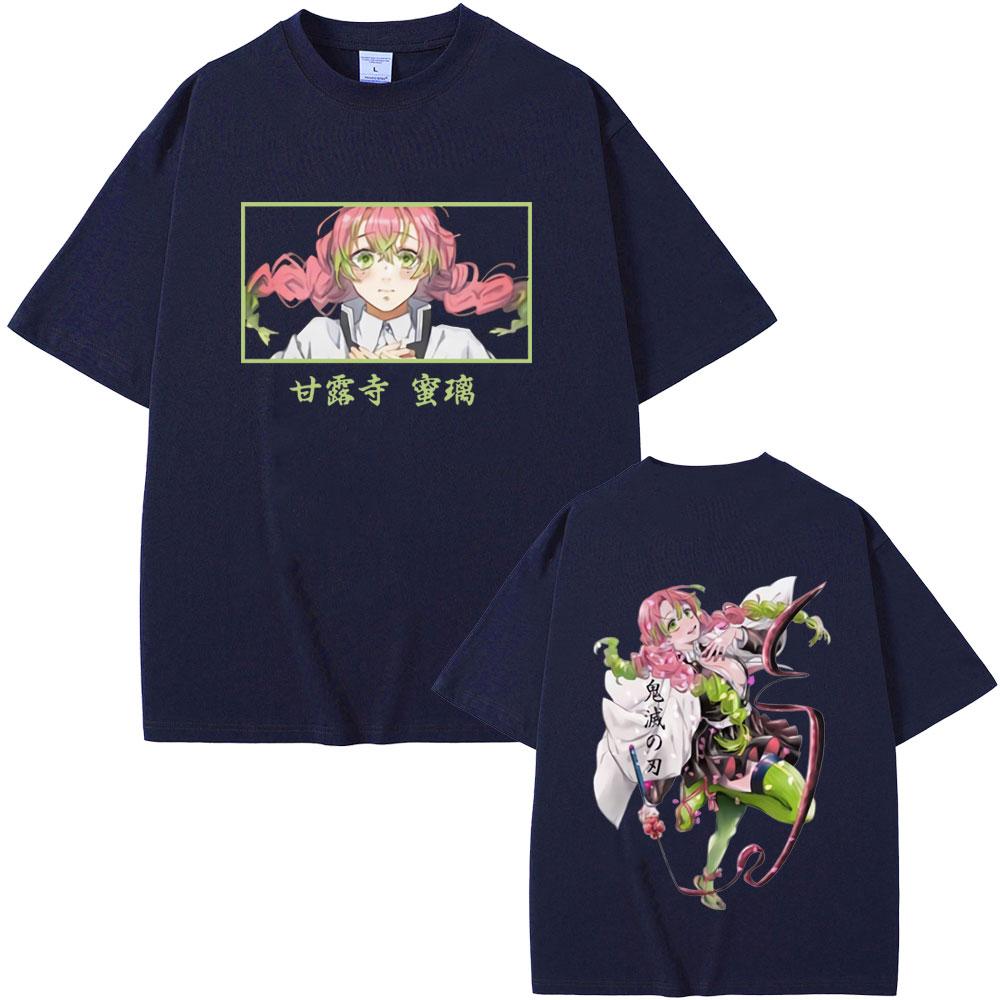 Anime Demon Slayer Kanroji Mitsuri Grafikdruck T-Shirt Kimetsu No Yaiba T-Shirts Sommer Unisex Lässig Weiche Baumwolle T-Shirt Oberteile