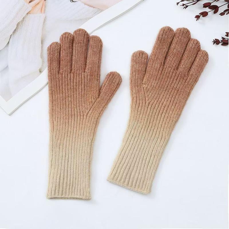 Luvas de dedo femininas de inverno arco-íris mudança gradual longas para aquecer o pulso luvas de dedo inverno cor mudança gradual luvas longas para aquecer o pulso