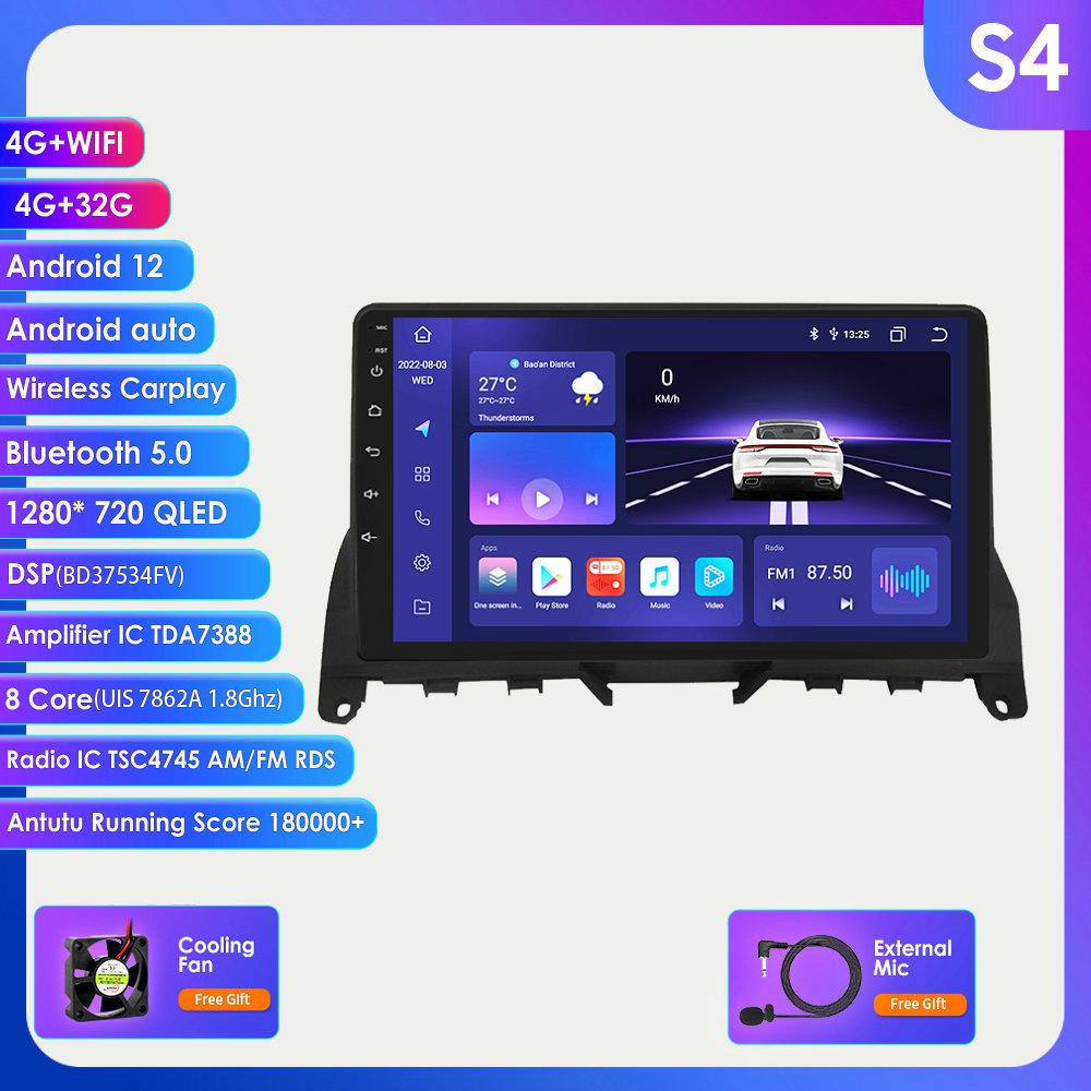 

Hizpo 8 ГБ + 128 ГБ 9 дюймов 2Din Android 12 DSP RDS авто радио мультимедийный видеоплеер для Mercedes Benz C-Class 3 W204 S204 2006-2011 SWC GPS Carplay 4G S4 8Core 4G 32G