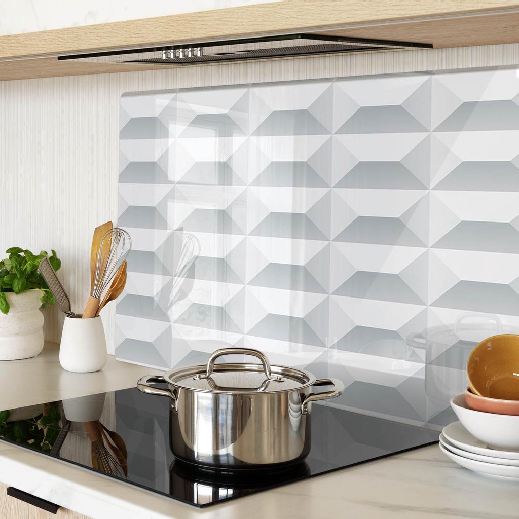 Glass Kitchen Cutting Board with Geometric Figures Graphic 80X52 Cm