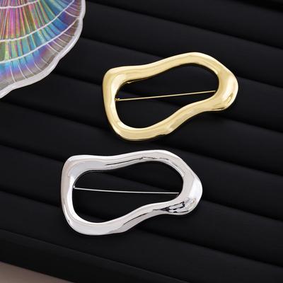 Broche Oval Irregular Elegante: Luxo Leve Minimalista para Moda Feminina de Outono/Inverno