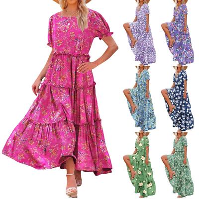 Women Floral Maxi Bodycon Dress Boho Flowy Going Out Slip Dress Picnic Dress
