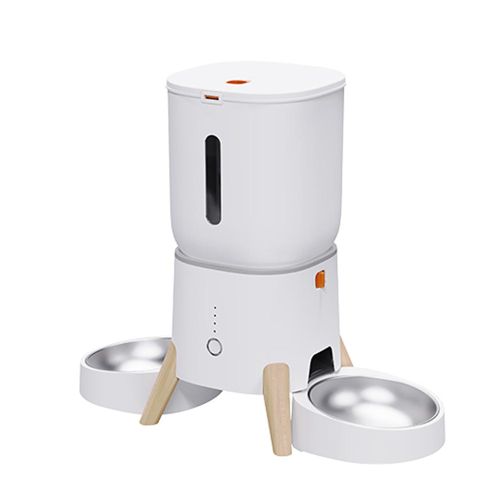 WiFi Smart Pet Feeder Automatic Cat Dog Food Dispenser 5L Large Capacity Dry Food Freeze-Dried Compatible Timer (White,5L-L) белый