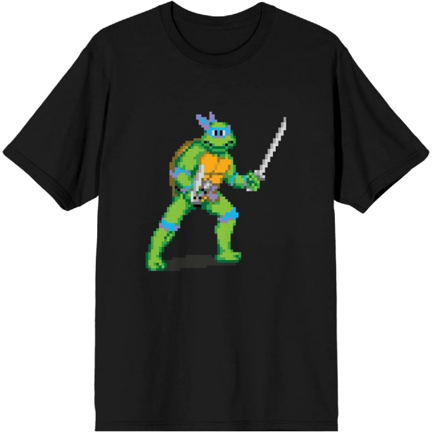 Черная футболка с пиксельным дизайном Черепашек-ниндзя Леонардо XXXXXL разноцветный