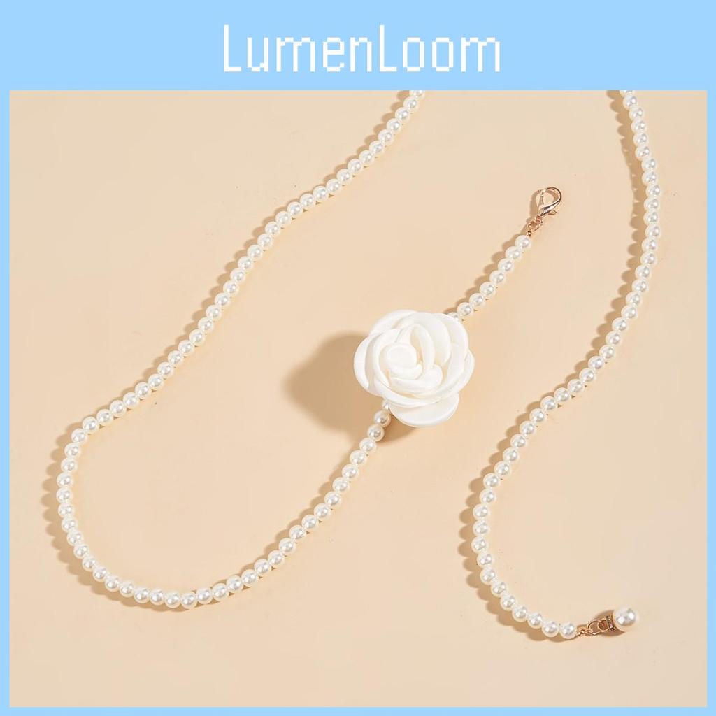 Elegant Simulated Pearl And Rose Decoration Women Casual Waist Chain Daily For