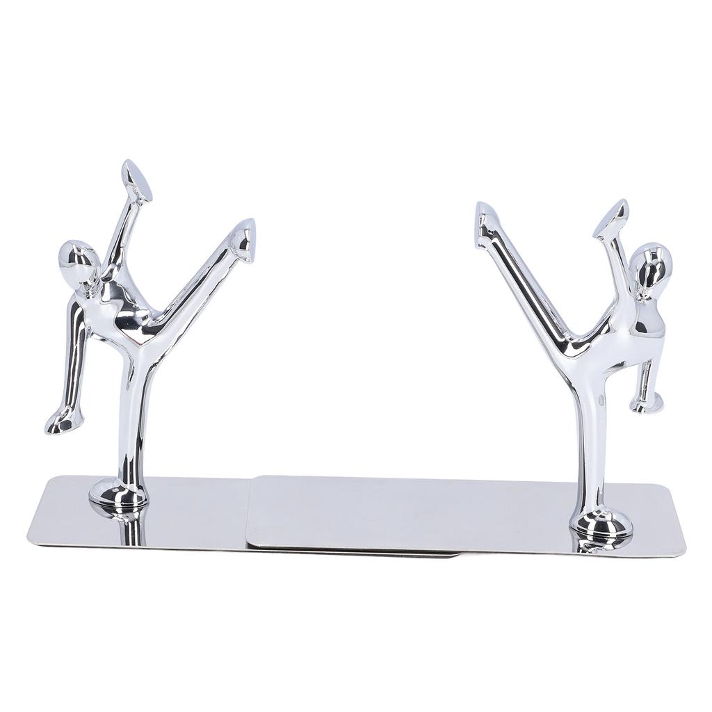 2Pcs Metal Book Ends Unique Men Design Simple Fashionable Decorative Bookends for Home Office Bar