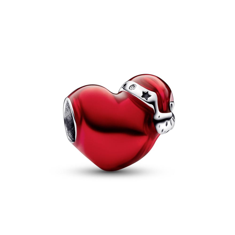 Charme Coeur Rouge Métallique de Noël Pandora_792336C01