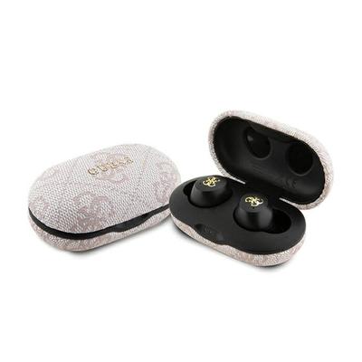 Guess 4G Metalové Logo - Bluetooth Sluchátka Tws Enc + Nabíjecí Pouzdro (Růžový)