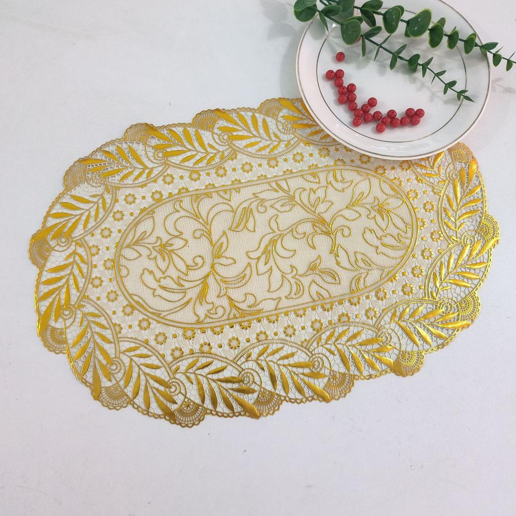 European-style household bronzing hollow placemat hotel high-end light luxury western dining mat floral thermal insulation mat