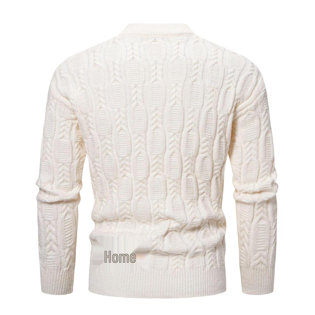 2025 Men's Plus Size Round Neck Jacquard Knit Sweater - Autumn/Winter Fashion