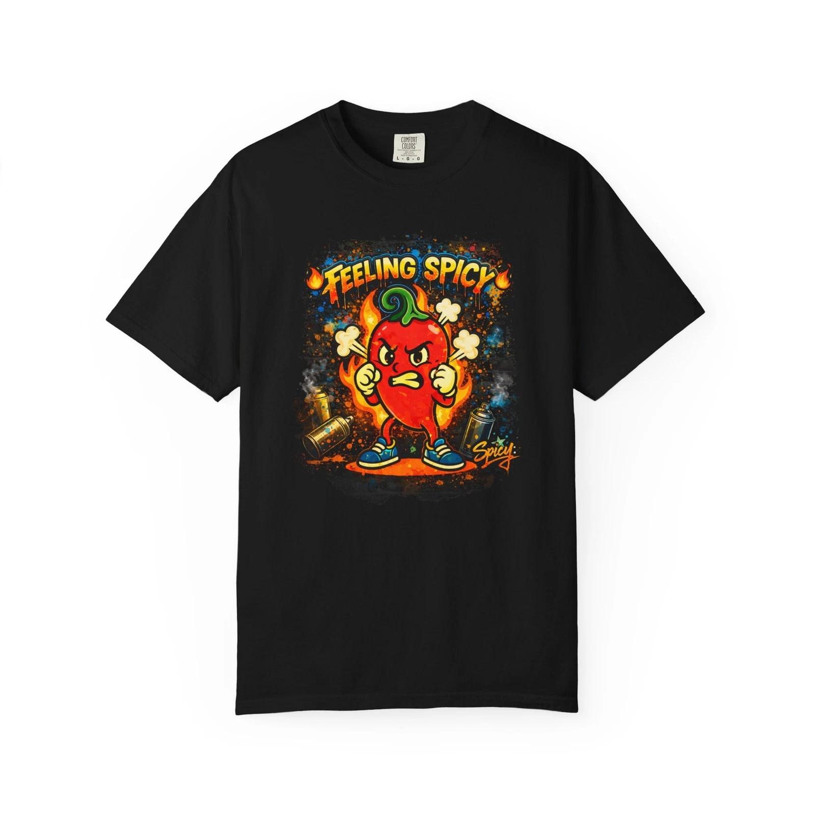 

Feeling Spicy Pepper Character T-Shirt | Hot Sauce Cartoon L