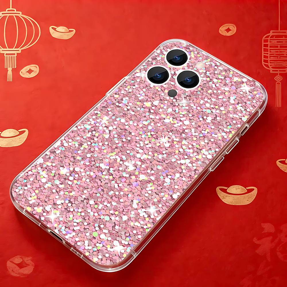 Strahlend Pinkes Mädchen G-Glitzer Handyhülle Für iPhone 17,16,15,14,13,12,11 Pro,Max,Plus,X,XS,XR,SE4,E Mini Klare Abdeckung