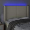 Zagłówek Do Łóżka Z Led Kremowy 147X16X118/128Cm Sztuczna Skóra