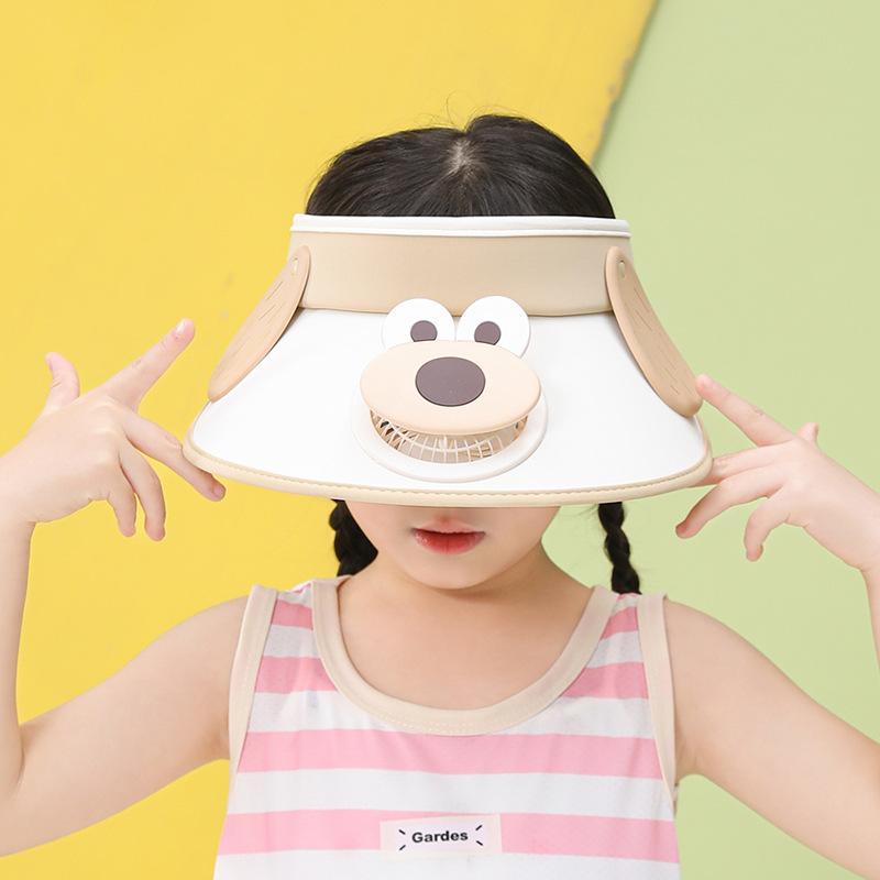 Children's hat cartoon cute sun hat summer outdoor travel sun protection hat rechargeable fan eaves empty top hat