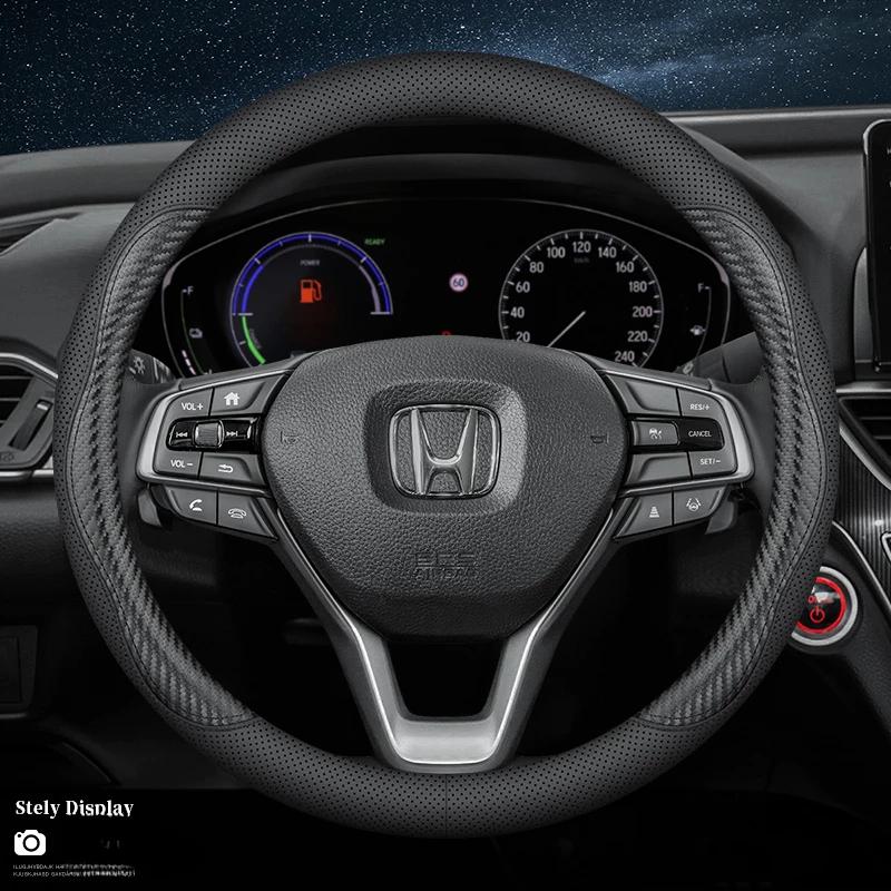 Leather Car Steering Wheel Cover for Honda CRV Ridgeline HRV Prologue URV Accord ZRV Odyssey WRV BRV Accord Pilot Fit Passport