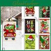 Bandera de Jardín de Navidad del Grinch Decoración Festiva para el Patio Lino Impreso a Doble Cara