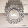 Huitan Gorgeous Round Women Ring Imitation Pearl Fancy Accessories for Wedding Engagement Noble Full Shiny CZ Lady Jewelry Gift