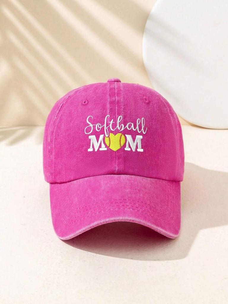 Embroidered Softball Mom Baseball Cap Adjustable Casual Sun Protection Hat