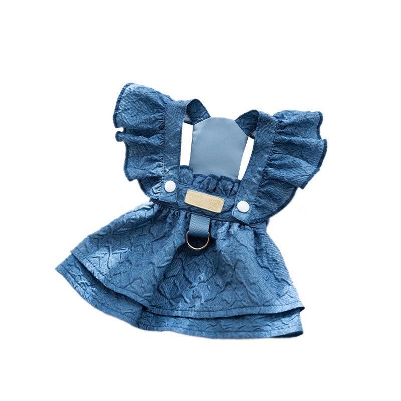 Pet denim skirt kitten dog anti-hair loss summer thin pet clothes cat clothing dress dress suspender skirt
