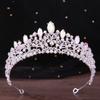DIEZI Elegant Korean Pink Crystal Crown For Women Girls Wedding Vintage Bride Queen Bridal Tiaras Hair Accessories Headbands