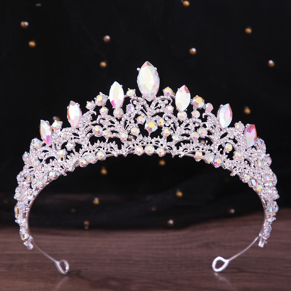 DIEZI Elegant Korean Pink Crystal Crown For Women Girls Wedding Vintage Bride Queen Bridal Tiaras Hair Accessories Headbands