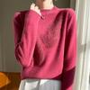 Thick Sequin Leaf Knit Sweater for Women - Autumn/Winter Half-High Collar