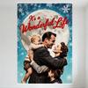 It’s a Wonderful Life Movie Metal Tin Sign Vintage Family Scene with Moon Snowflake Background Wall Decor for Home Bar Cafe Man
