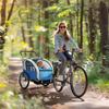 2 Seat Bike Trailer with 5 Point Harness, Baby Bike Stroller with Safety Flag, Reflectors, for 18+ Months, Blue