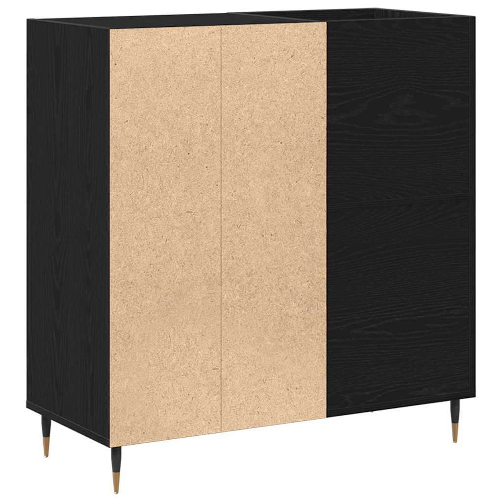 Vinyl Record Cabinet Black Oak Effect 85 x 38 x 89 cm