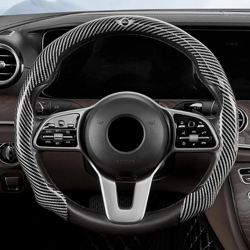 Car Carbon fiber Anti-slip Steering Wheel Cover Protective FFor BMW Mini Cooper R50 R53 R55 R56 R60 R61 F54 F55 F56 Sticker pu2