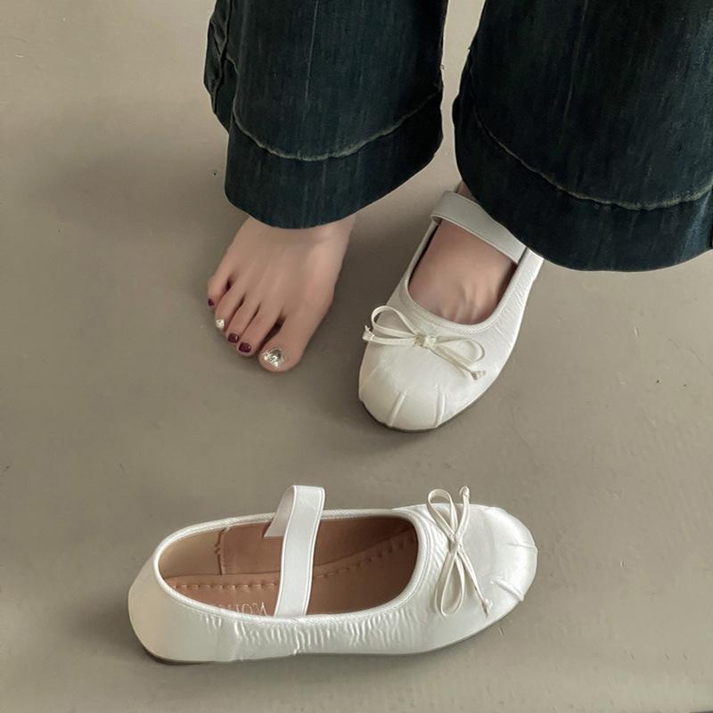 Niche Versatile One-word Low-heeled Shallow-mouth Single Shoes Women's Spring and Summer Fashion Soft-soled Ballet Shoes Casual Mary Jane Shoes