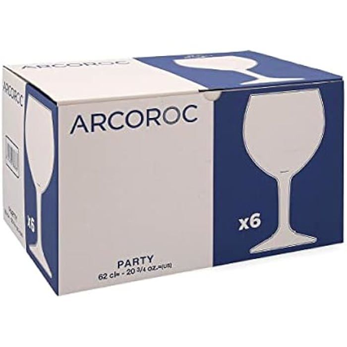 Verres à pied - ARCOROC - Lot de 6 - Verre résistant - Recyclable - 62 cl