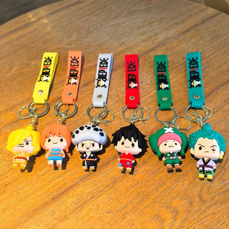 Anime One Piece Keychain Cute Luffy Sabo Resin Action Key Ring Car Backpack Decor Key Chain Gifts