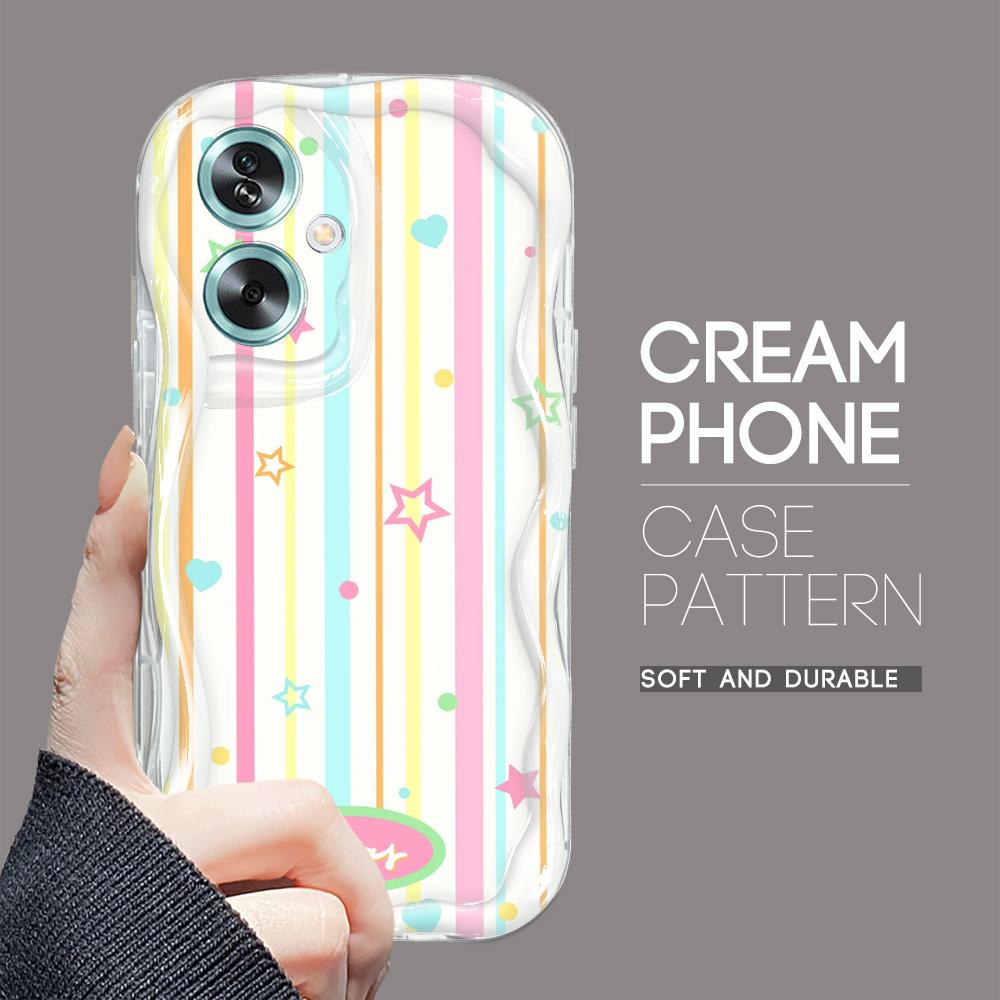 

Милый мультяшный узор, кремовая текстура, мягкий силиконовый чехол с волнистыми краями, чехол для телефона для OPPO Reno Realme OPPO A60 5G прозрачный