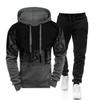 Men's 2020 Ink Splash Print Hooded Fleece Sweatshirt Set
