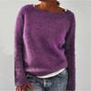 Maglione Basic a Maglia Tinta Unita con Scollo Rotondo Elegante e Versatile Lussuoso Vestibilità Rilassata Snellente e Versatile Top