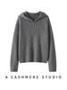 Women's Half-Zip Hooded Cashmere Pullover - Autumn/Winter Thick Knit Sweater, Solid Color, Simple Design.