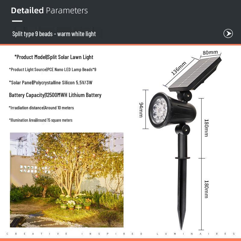 Solar LED Garden Landscape Spotlight - Waterproof Outdoor Lawn Light