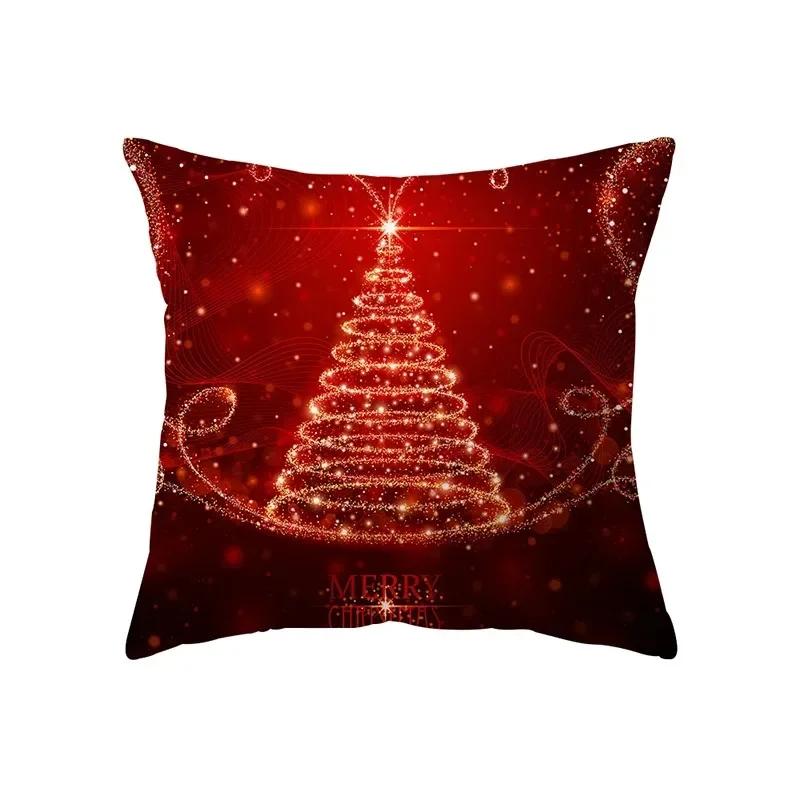 Christmas Theme Decorative Printed Pattern Cushion Cover Home Decor Living Room Sofa Pillow Bedroom Bedside Pillow