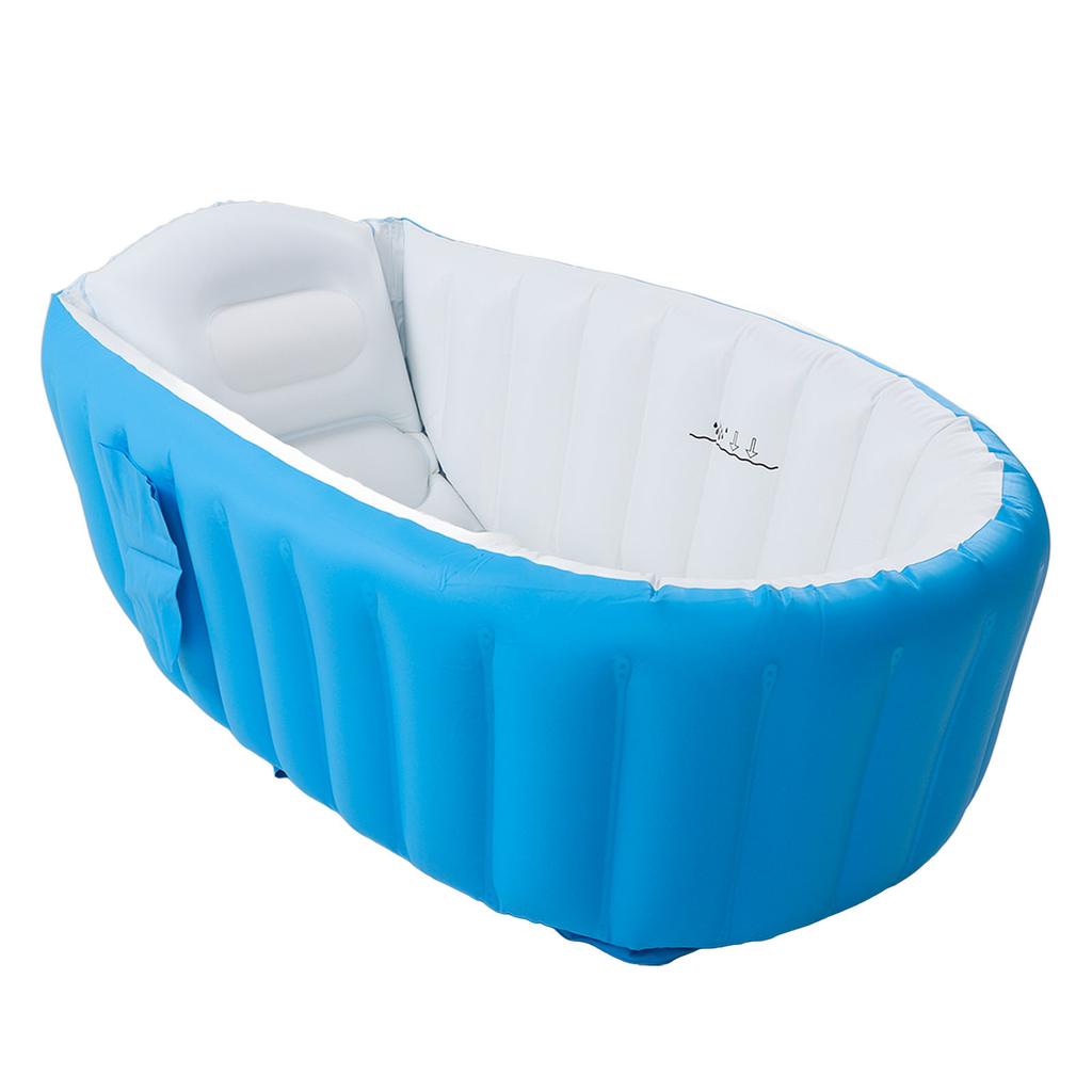 Inflatable Baby Bathtub with Air Pump Water Level Marker Skid Resistance Bottom Foldable Toddler