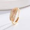 Real Gold Plated Delicate Leaf Open Ring Slightly Set Trend Index Finger Ring Finger Ring
