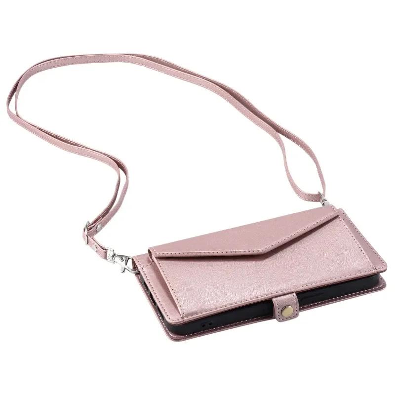 

Funda Phone 16 15 14 Pro Max Wallet Lanyard Bag Case for iPhone 15 14 13 12 mini 11 Xs XR Pro Max 7 8 Plus Simple Leather Cover iPhone 7(8)
