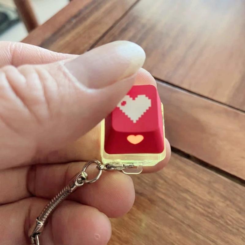 

Cute Heart Keycap Keychain Fun Fidget Toy Keyboard Stress Relief Key Chain Ring Bag Pendant Decoration