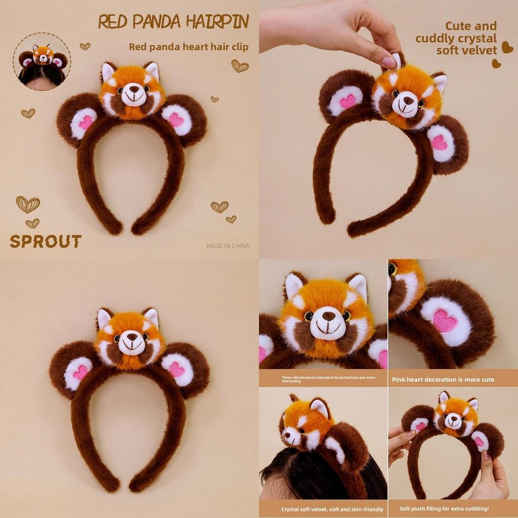 Panda Plush Red Animal Hair Accessory With Cotton Filling For Gift And Dress Up