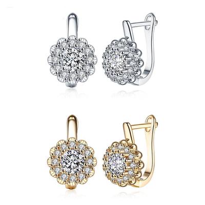 Flower Shaped Earrings Diamond Romantic Ear Clips Women Party Wedding Accessories Jewelry Party Gift